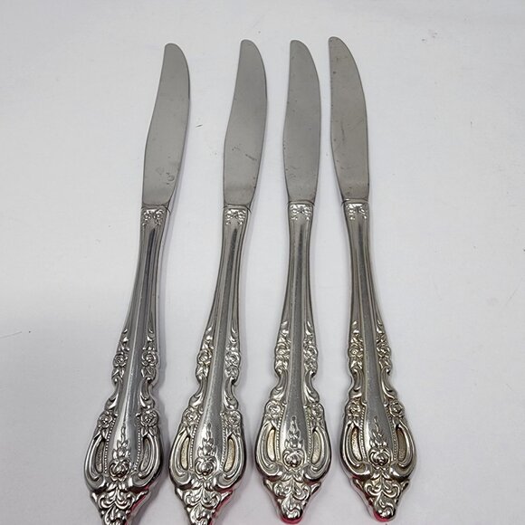 Oneida Brahms Stainless Steel Flatware Knives Set Of 4 Ornate Design - Picture 3 of 6
